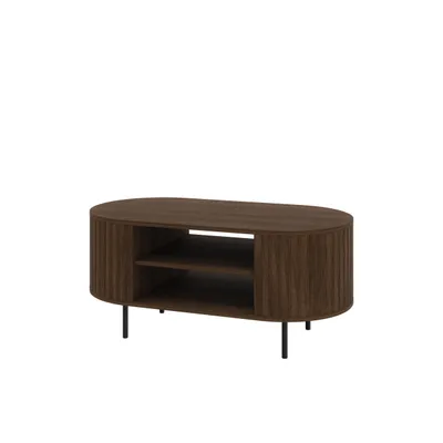 Produktbild von Couchtisch OVARO 100 cm – Moderner Sofatisch mit 2 offenen Ablagen für Wohnzimmer – Wohnzimmertisch – Eiche Dunin