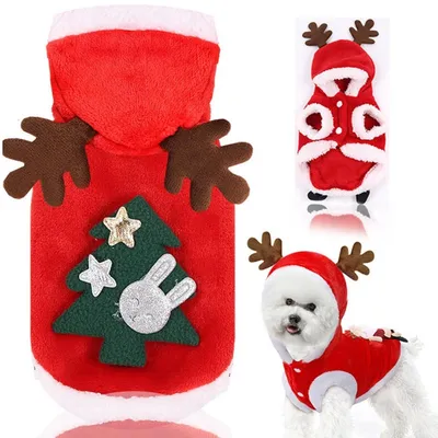 Produktbild von Weihnachtskostüm für Hunde, Hundekleidung für kleine und mittelgroße Hunde und Katzen