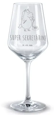 Produktbild von Mr. & Mrs. Panda weinglas graviert Einhorn Sekretärin - Transparent - Geschenk, Rechtsanwältin, Unicorn, Einhörner, Kelch, glas für rotwein, Rotweinglas mit Gravur, Büro