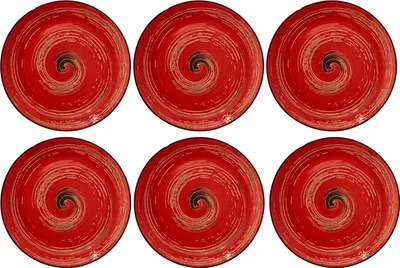 Zdjęcie produktu dla Wilmax talerz porcelanowy okrągły 20,5 cm, zestaw 6 sztuk, czerwony - WL-669212/A6