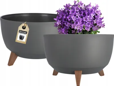 Immagine prodotto di KADAX vaso da fiori in plastica "Luri", vaso da fiori con tre supporti a innesto, antracite, 40 cm