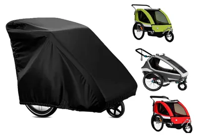Produktbild von 420D Oxford-Gewebe Fahrradanhänger Abdeckung, Universelle Abdeckung für Fahrradanhänger, Geeignet für Hundeanhänger und Lastenanhänger (140 x 84 x 100 cm)