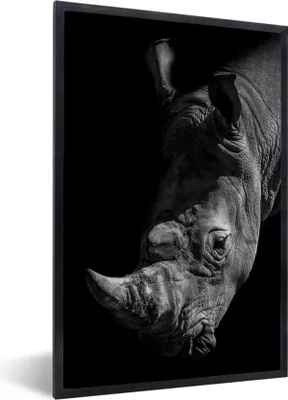 Produktbild von MuchoWow® MuchoWow® Gerahmtes Poster Nashorn - Wildtier - Porträt 60x90 cm - Poster mit zchwarzem Bilderrahmen - Kunst