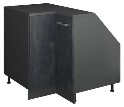Produktbild von Eck-Küchenschrank für Dachschrägen Vicco R-Line Schwarz Beton 75.6 cm mit 1 Tür, Schrankkorpus 60 cm Tiefe, Model 60281