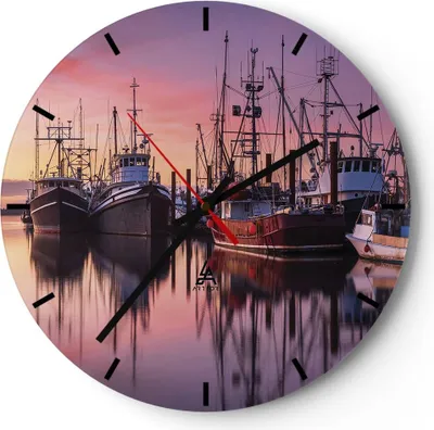 Produktbild von Wanduhr - Rund - Glasuhr - Marina Westen Die Sonne - 30x30cm - Schleichendes Uhrwerk - Lautlos - zum Aufhängen bereit - Dekoration Modern - Wanddekoration aus Glas - C3AR30x30-4645