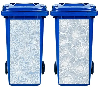 Mülltonnenaufkleber 2er-Set, 82x38 cm, Blumenmuster