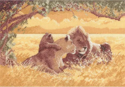 Produktbild von Heritage Kreuzstich Set Zählstoff "Löwen (L)", Zählmuster, PGLI618-E, 32x22cm