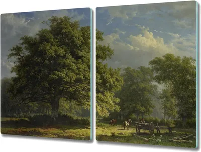 Produktbild von Coloray Hackbrett Küchenbrett Kochplattenabdeckung Schneidebrett Herdabdeckplatte 2x40x52 cm - Wald Pferd Himmel