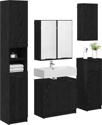Produktbild von vidaXL Badezimmermöbel-Set 5 stk. Schwarz Eichen-Optik