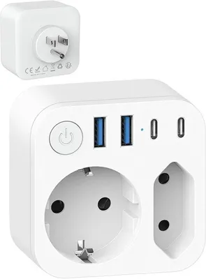 Productafbeelding van Reisadapter voor de VS met 4 USB-poorten - Wit