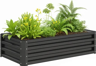 Image de Outsunny CarršŠ potager de jardin 120 x 60 x 30,5 cm acier galvanisšŠe gris