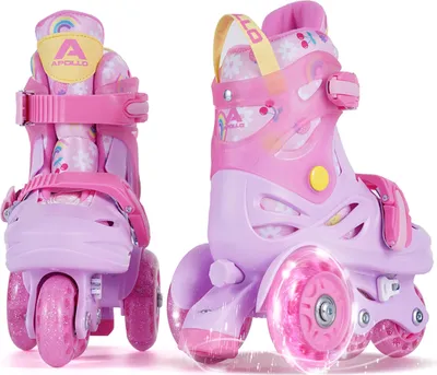 Produktbild von Apollo Kids My 1st Skates Adjustable Roller Skate - verstellbare Rollschuhe für Kinder mit Doppelbremse (Größe 26 - 30) - Pink
