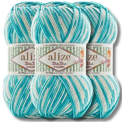 Productafbeelding van Alize 3x 100g Baby Best Wol, garen met kleurverloop, anti-pluis, geschikt voor haken en breien (8040)