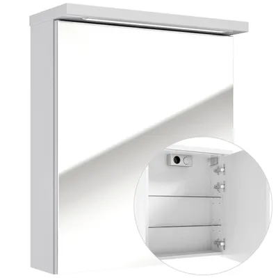 Produktbild von Spiegelschrank mit Beleuchtung weiß SOFIA-107 Hochglanz lackiert, B/H/T: ca. 51/60/20 cm