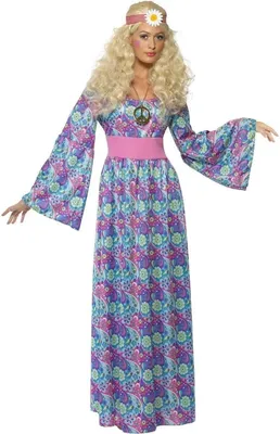 Produktbild von Blumen-Kinderkostüm, Maxikleid mit gebundener Taille und Bell Sleeves, Größe:XL