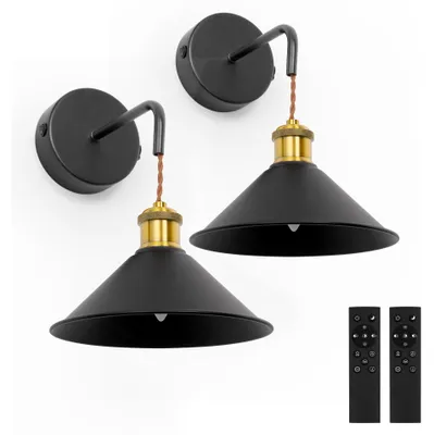 Produktbild von LED Wandleuchte Trichterdesign Schwarz Gold Kabellos RGB 2er-Pack 30,5 cm