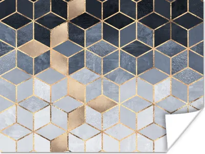Produktbild von MuchoWow® Poster Würfel - Gold - Muster 120x90 cm - Wandbild