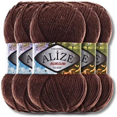 Image de Alize 5x 100g Burcum Klasik, fil uni, idéal pour le crochet et le tricot (chocolat - 493)