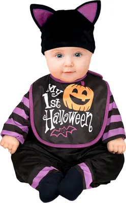 Produktbild von Halloween Kürbis Katze Baby Outfit Lustige Erste Halloween Tiere Kostüm Set Süße Kürbis Mütze Bequeme Babykleidung Für Halloween Fest, Größe: 86/92 Farbe: Schwarz