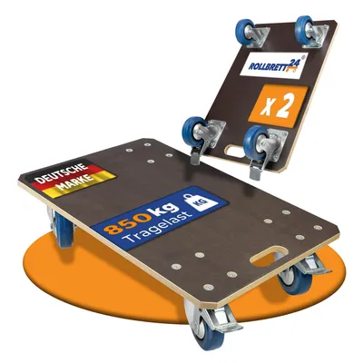 Produktbild von Rollbrett24® Expert – Transportroller 60x40 cm – 850 kg Traglast – 360° kugelgelagerte Rollen & Rutschhemmende 15 mm Siebdruckplatte – Möbelhund Umzug
