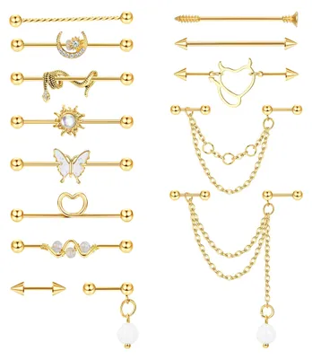 Zdjęcie produktu dla Dailygoody - Biżuteria do piercingu - Stal chirurgiczna - Trwała i stylowa - Rozmiary 14G i 16G - Kolczyki do chrząstki - Unikalne i modne - Idealne dla każdego