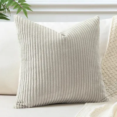 Productafbeelding van Kussensloop, corduroy, lichtgrijs, 60x60 cm, 1 stuk