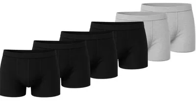 Produktbild von Boxershorts Herren Retroshorts Unterwäsche Unterhosen Baumwolle; 4x Schwarz, 2x Grau M