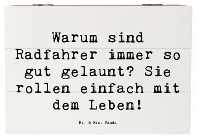Produktbild von Mr. & Mrs. Panda Kiste Spruch Radsport Glück 22 x 15 cm - Weiß - Geschenk, Fahrradfahren, Lebensfreude, Sportler, Sportart, Geschenkbox, Teamsport, Box, Freiheit, fotobox