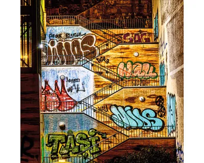 Produktbild von Glasbild Wuppertal Graffiti Treppe 20x20 cm