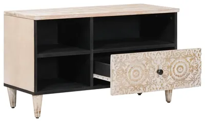 Immagine prodotto di vidaXL Mobile TV bianco, 80 x 33,5 x 46 cm, in legno massello di mango