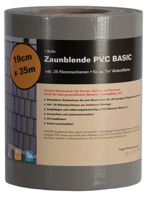 Zdjęcie produktu dla Ekran ogrodzeniowy PVC 0,19x35 m Basic 450 gr/m² z 25 szynami mocującymi
