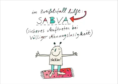 Produktbild von Postkarte Karindrawings "Im Zweifelsfall hilft: SABVA"