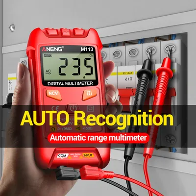 Obrázek produktu pro ANENG M113 Digitální mini multimetr Tester Inteligentní měřič napětí AC/DC 1999 počítá LCD měřič napětí a odporu s NCV Data Hold Automatický rozsah pro detekci zapnutí/vypnutí linky