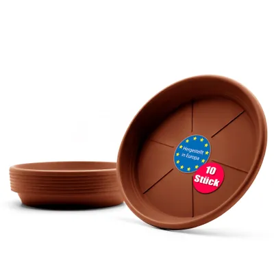 Produktbild von BigDean 10 Stück Blumentopf Untersetzer Ø 33 cm in Terracotta – Topfuntersetzer aus robustem Kunststoff & Europe