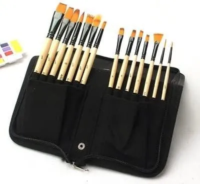 Imagen del producto de Juego de 14 pinceles para óleo, set de pinceles profesionales, apto para acuarela, témpera y acrílico, ideal para artistas y estudiantes (Color: B)