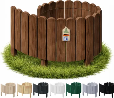 Produktbild von Floranica Rasenkante Beeteinfassung 30 x 100 cm Braun Flexibler Beetumrandung Steckzaun aus Holz für Rasen Hochbeete