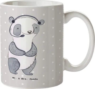 Produktbild von Mr. & Mrs. Panda Tasse Meteorologin Herz - Grau Pastell - Geschenk, Geschenktasse, Kaffeebecher, Becher, Kaffeetasse, cappuccinotasse