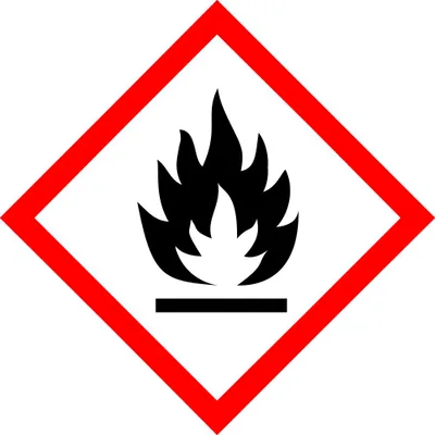 A hazard symbol indicating flammability.