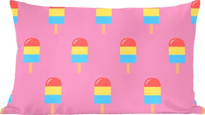 Produktbild von MuchoWow® Zierkissen Sofakissen Wohnzimmer Dekokissen 60x40 cm Eis - Muster - Rosa - Kopfkissen - Polster mit Foto