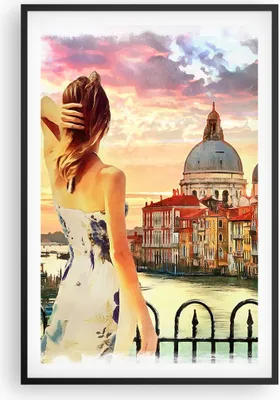 Produktbild von Gerahmtes Poster - Schwarzer Rahmen - Venedig Brücke Wasser - 61x91,5 cm - Wand Bild - Wanddeko - Wandbilder - Kunstposter - Wandposter - Bilderrahmen - Bilder - Kunstdruck - Wandbild P2BPA61x91-3495