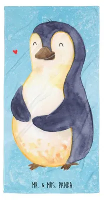 Produktbild von Mr. & Mrs. Panda Strandtuch Pinguin Diät - Eisblau - Geschenk, Motivation, Badelaken, Abnehmen, Gewicht, Duschtuch, Handtuch, Strandlaken, Badehandtuch