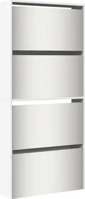 Obrázok produktu pre vidaXL Botník so zrkadlom 4 priehradky vysoký lesk biely 63x17x134 cm
