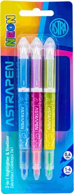 Produktbild von Astrapen Textmarker und Fineliner 2-in-1, Neonfarben, 3 Farben