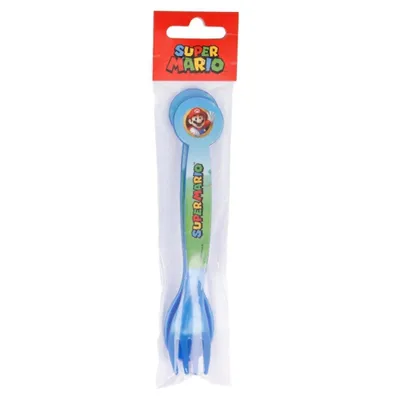 Produktbild von Super Mario Plastik Besteck Set - 2 Teile