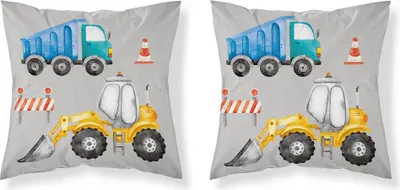 Produktbild von Kissenbezug, Kinderkissenbezug 100% Baumwolle 40x40cm Baumaschine 0008b