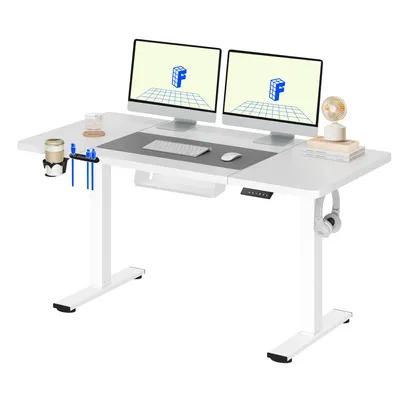 Produktbild von FLEXISPOT Höhenverstellbarer Schreibtisch 140x60cm elektrisch, 4 Memory-Funktion, Antikollisionsschutz, 70kg Tragkraft, Haken, Kabelmanagement (Weiß)