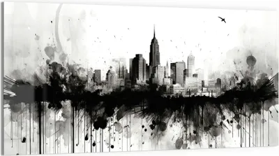 Produktbild von DEQOART Glasbild Echtglas 100x50 cm 'Schattenstadt' Wandbild Bild modern Deko