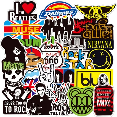 Produktbild von 100 Stück Rockband-Punk-Aufkleber, klassisches Rock-Aufkleberpaket für Erwachsene, coole Metal-Punk-Musik-Aufkleber für Gitarre, Laptop, Skateboard, Wasserflasche, Helm usw.
