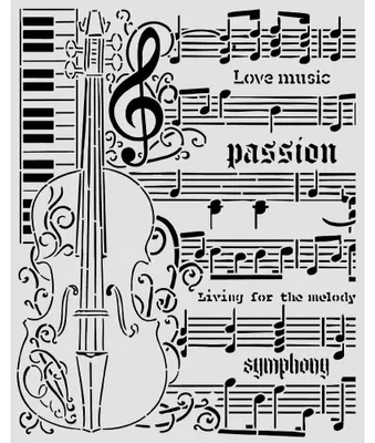 Produktbild von Stamperia Schablone "Symphony - Violin", 20 x 25 cm