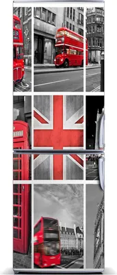 Imagen del producto de Decoración para nevera Tulup: Alfombrilla magnética, 70 cm x 190 cm. Imán para nevera, diseño "Collage de Londres"